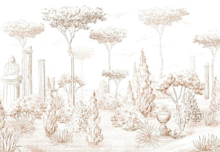 Papel pintado de pino sepia estilo romano