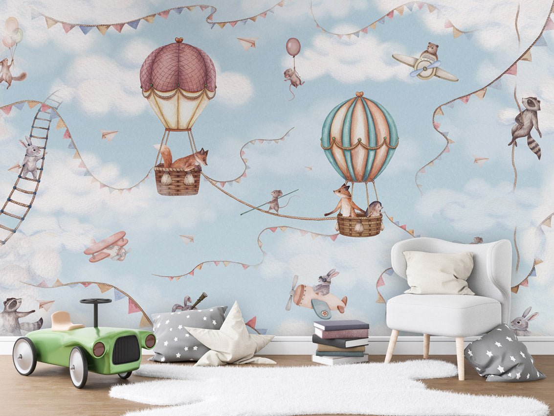 Papier peint pour enfant - Aventure aéronautique - Muralconcept