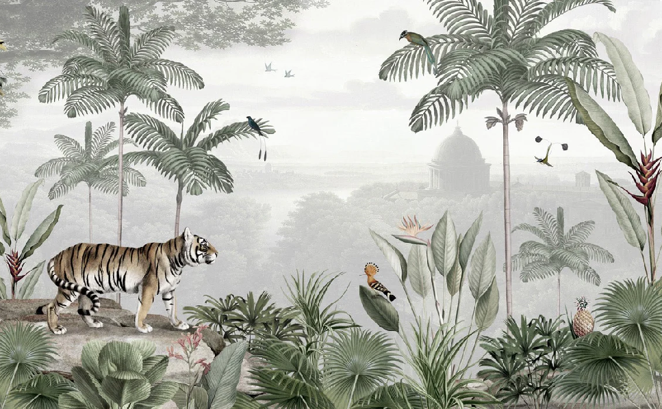 Papel Pintado Mapamundi Francés Infantil Gris - H260cm x L322cm - Material Preencolado