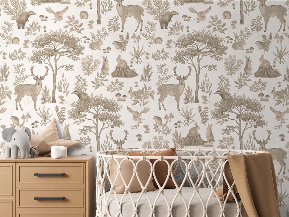 Papier peint à motif pour enfant. Forêt vintage - Muralconcept