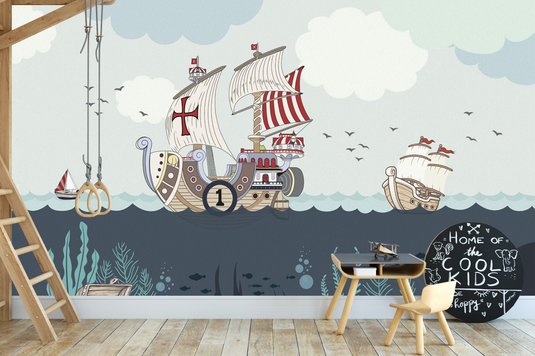 Papier peint panoramique enfant. Epopée marine - Muralconcept