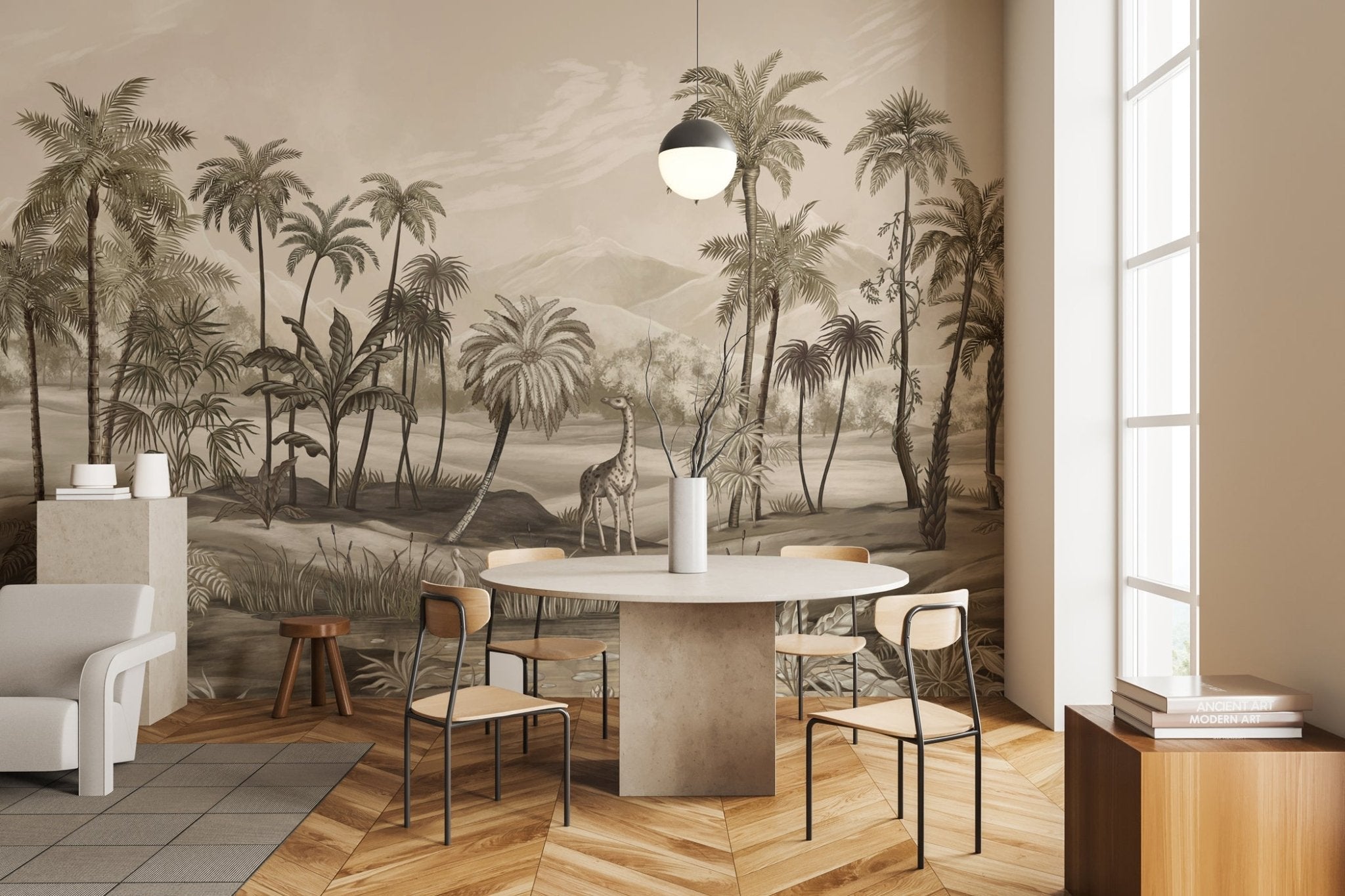 Papier peint jungle Zaphira sépia - Muralconcept