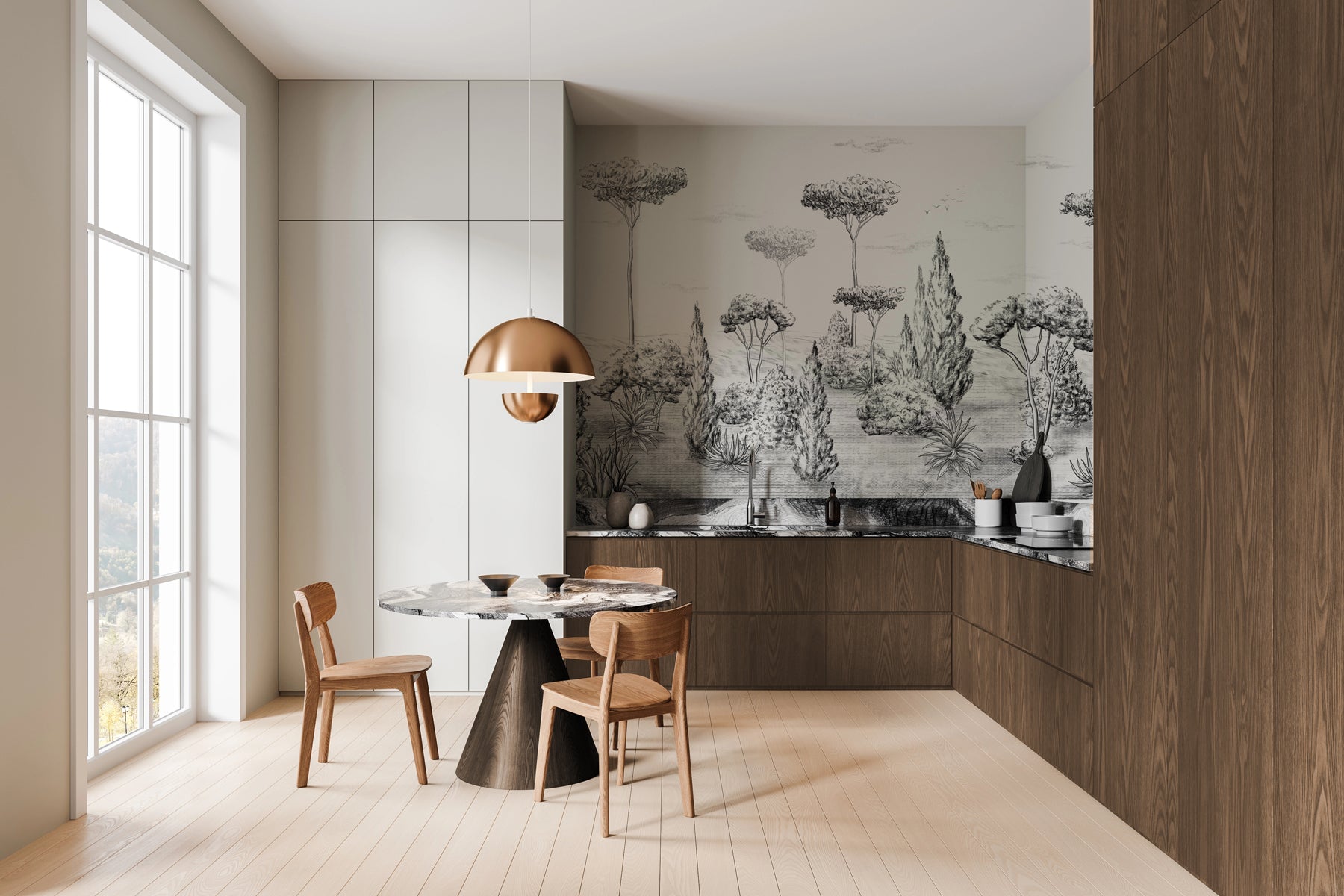 Papier peint panoramique forêt antique, XXL, tendance