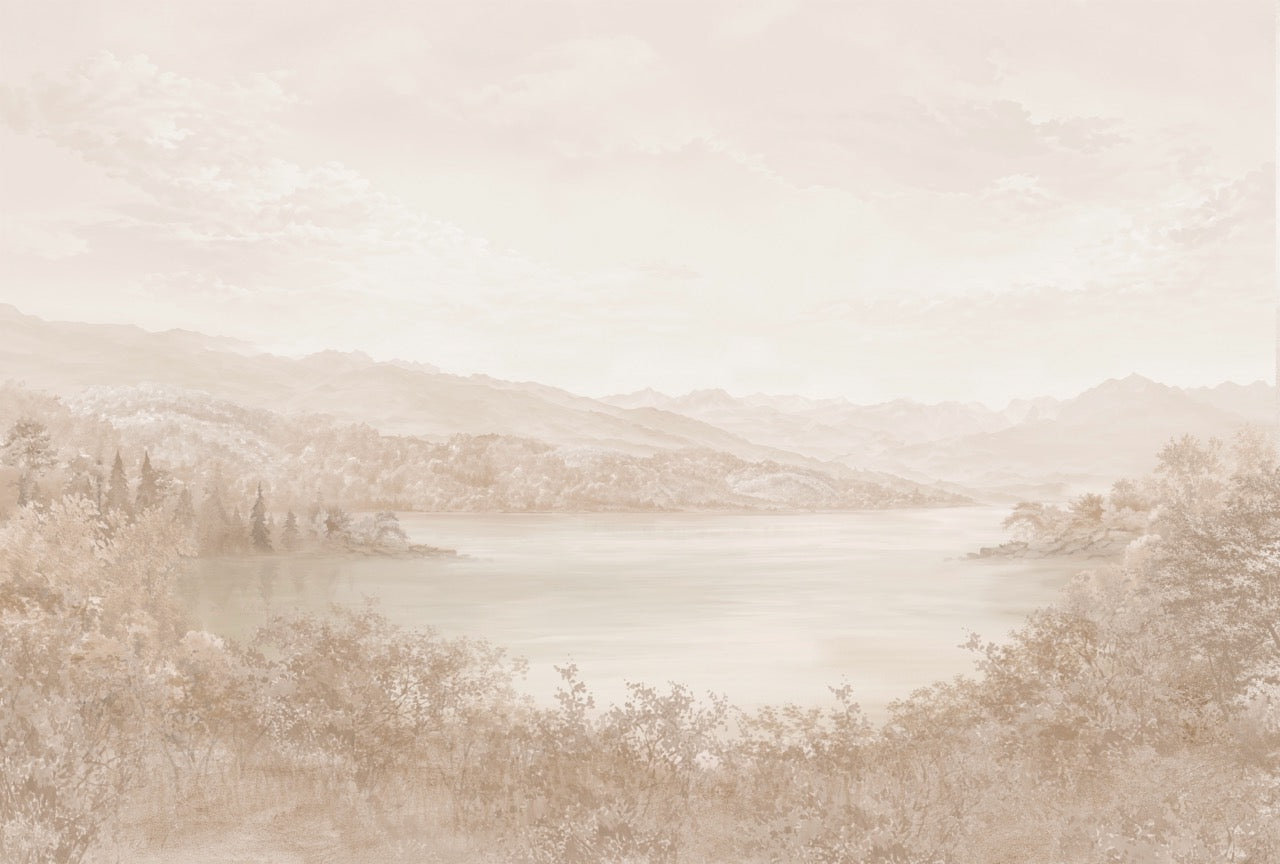 paysage brumeux lac montagne