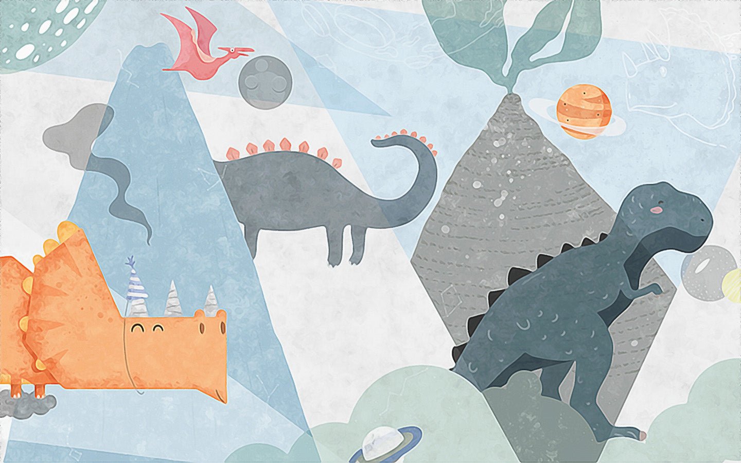 Papier peint Dinosaures Minimalistes, mural concept, tendance