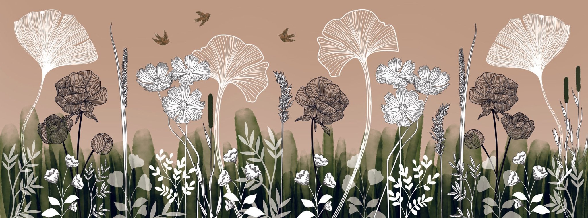 Papier peint restaurant floral addict, mural concept, tendance