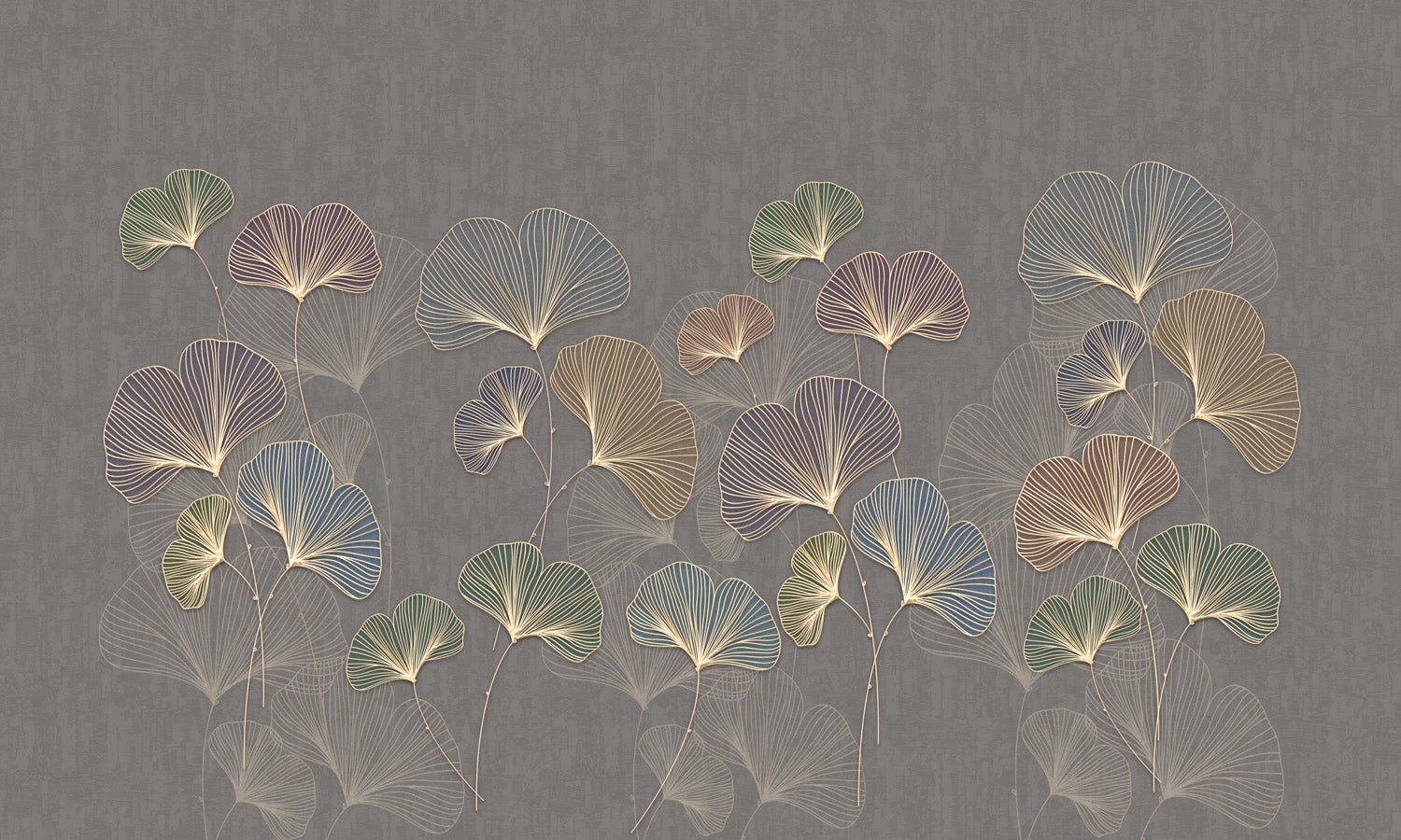 Papier peint bistrot ginkgo asie tendance, mural concept, tendance