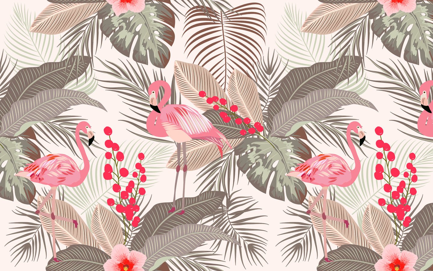 Papier peint Jungle & Flamant Rose, mural concept, tendance