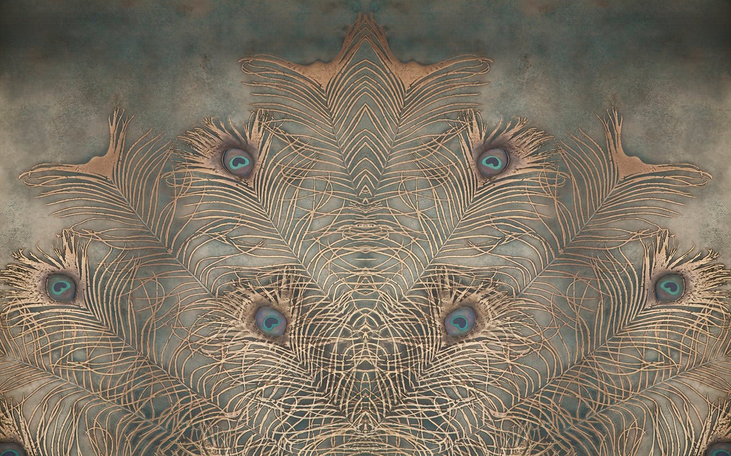 Papier Peint Majestueuse Plume Paon, mural concept, tendance