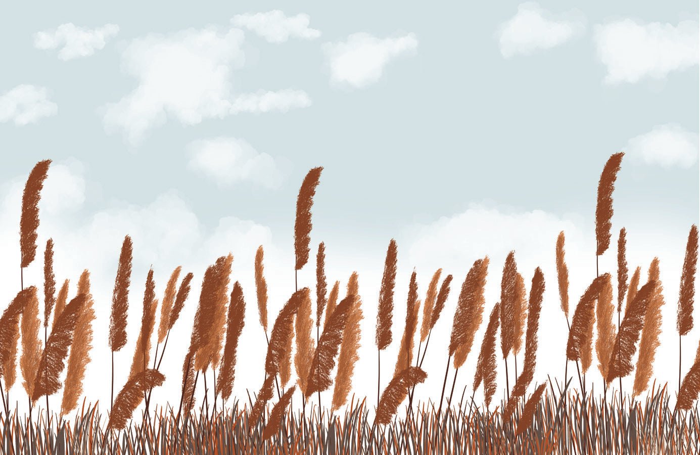 Papier peint salle de bain Pampa automne, mural concept, tendance