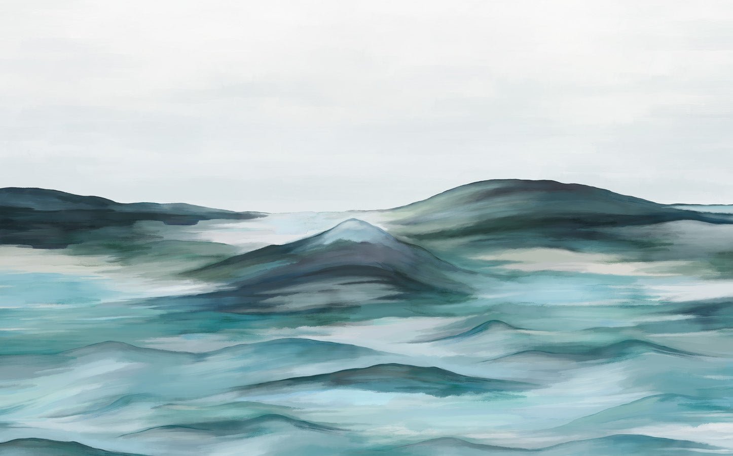 Papier peint salle de bain plénitude vert, mural concept, tendance