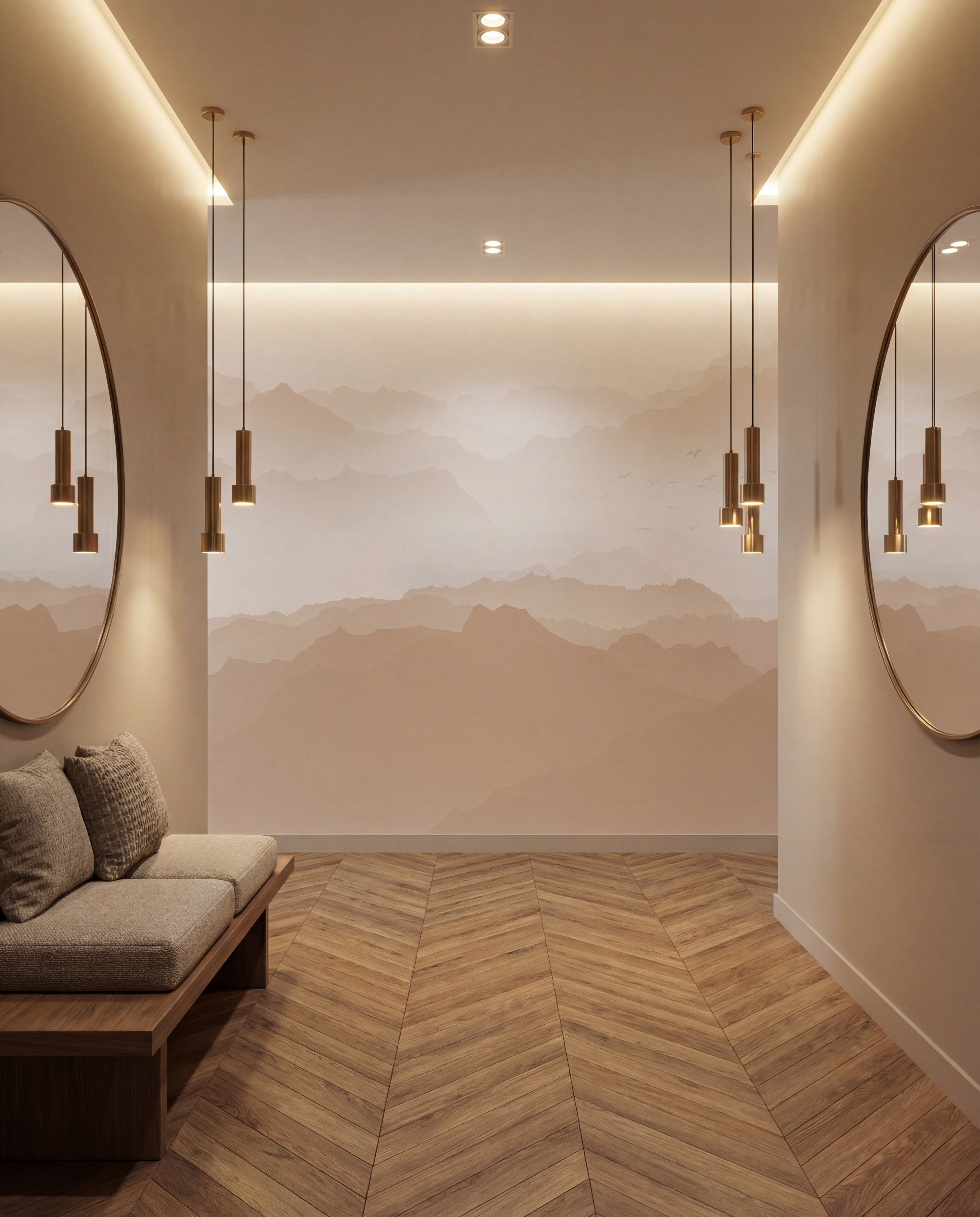 Papier peint montagne velours beige - Muralconcept