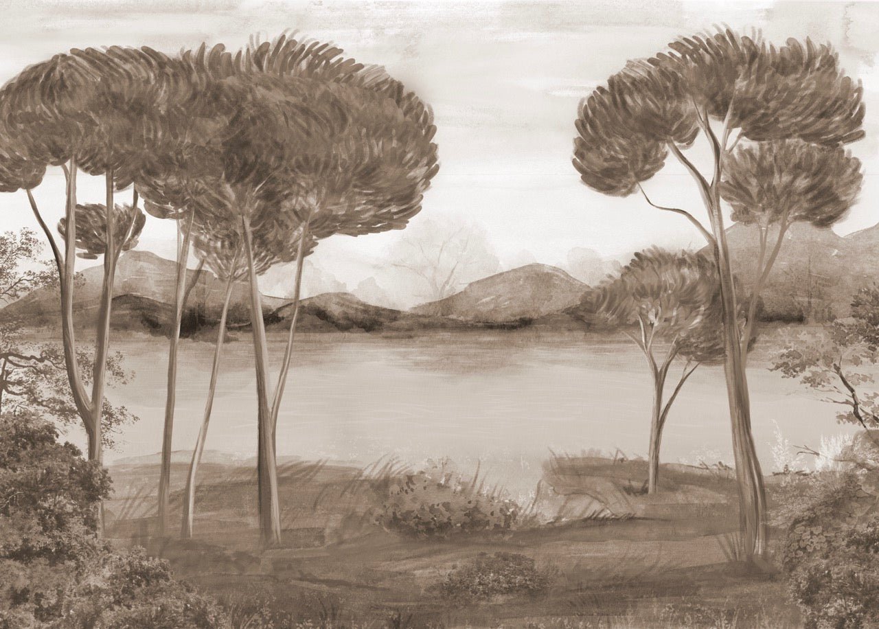 Papier peint panoramique méditerranéen Sépia, XXL, tendance