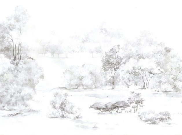 Papier peint forêt de pin aquarelle, XXL, tendance