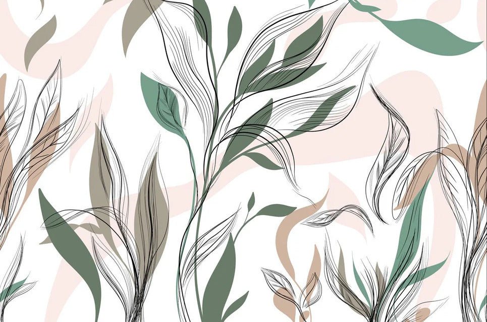 Papel pintado panorámico de flores gráficas
