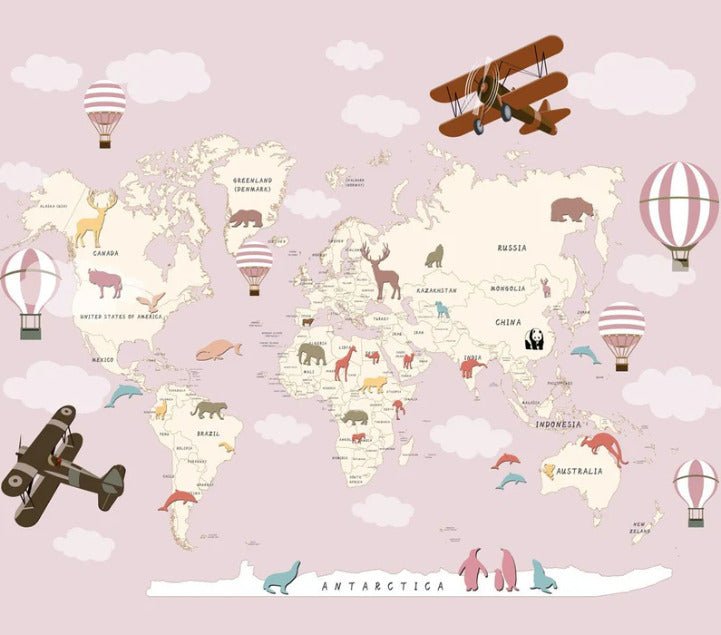 Papel pintado de Aeroplane girl world map