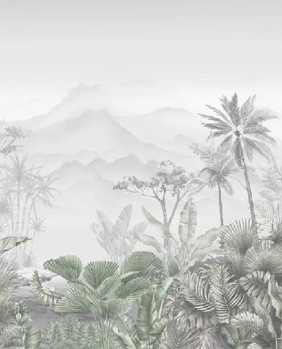 Papel pintado baño verde tropical