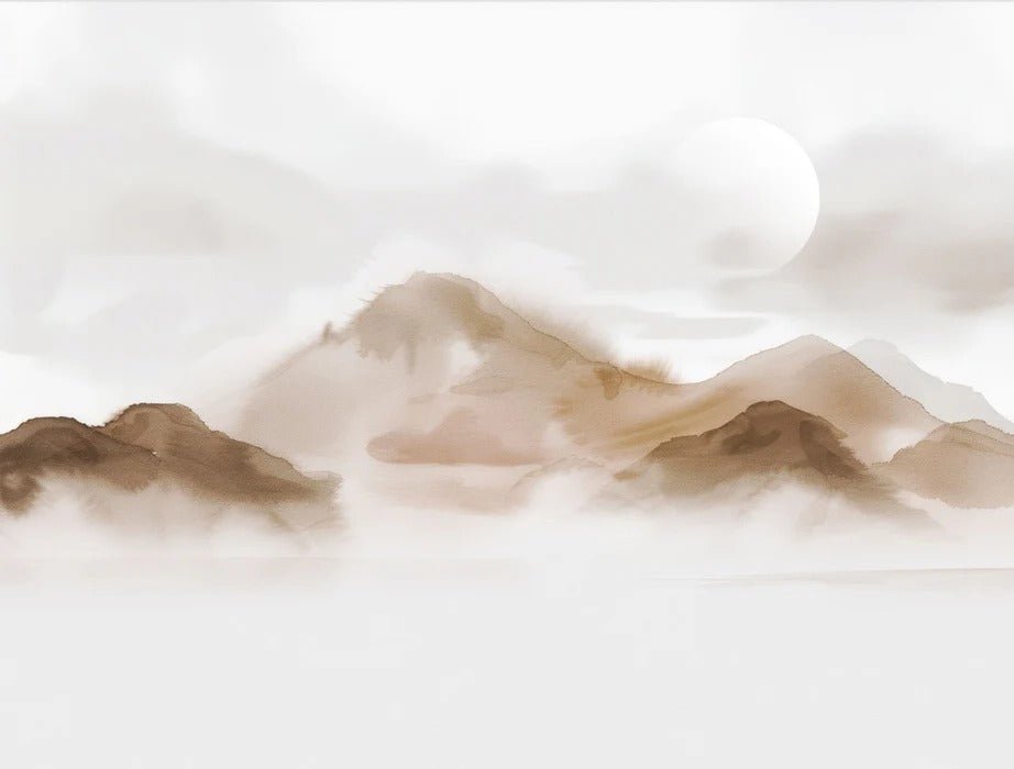 Papel pintado montañas veladas – Resplandor sepia