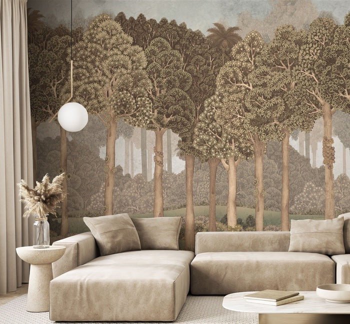 Papel pintado ilustrado Árboles grandes
