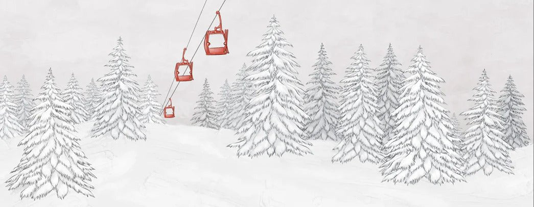 Papel pintado góndola roja montaña