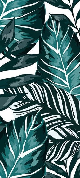 Papier peint wc intissé Feuille couleur Bleu Paon, XXL, tendance