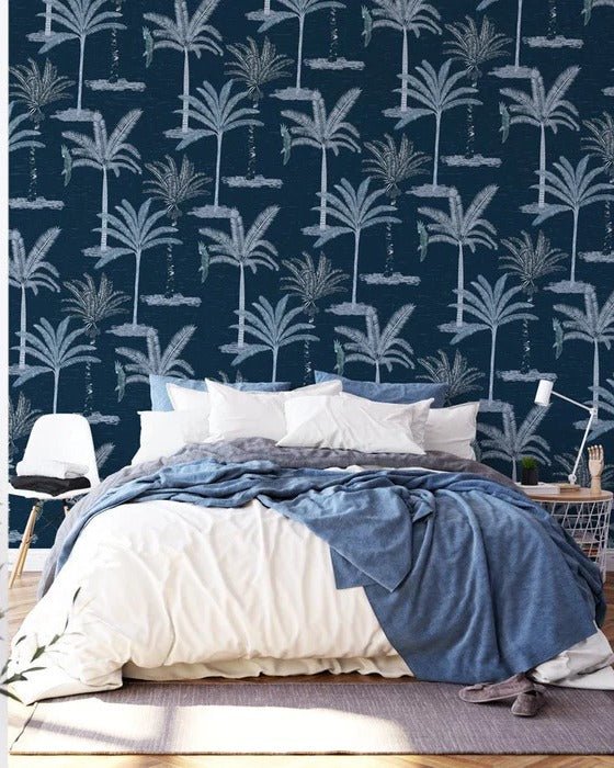 Papel pintado de Palmera de la jungla azul
