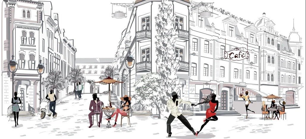 Papel pintado panorámico Paseo parisino