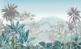 Papier peint tendance tropical bleu, XXL, tendance