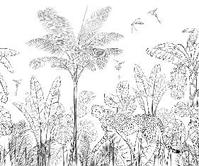 Papel pintado Selva de leopardo en blanco y negro