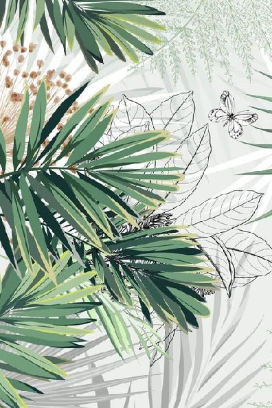 Papel pintado Panoramic nature green palm