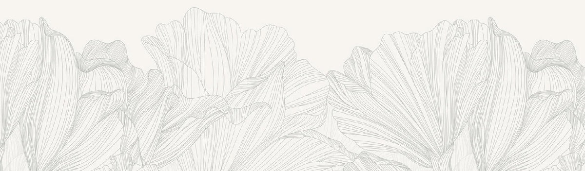 Papel pintado Vals de flores panoramico gris y blanco