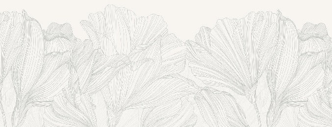 Papel pintado Vals de flores panoramico gris y blanco, XXL, tendance