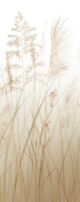 Papier peint toilette fleur des champs de blé beige