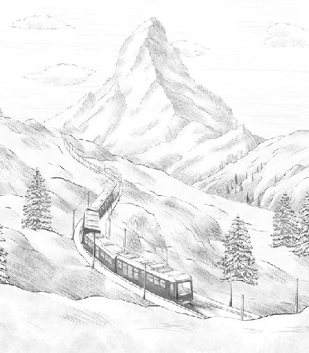 Papel pintado Matterhorn panorámico en blanco y negro