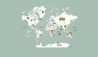 Papel pintado infantil mapamundi francés verde