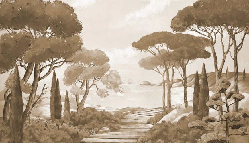 Papier peint balade dans les calanques monochrome, XXL, tendance