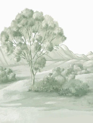 Papier peint paysage poétique vert, XXL, tendance