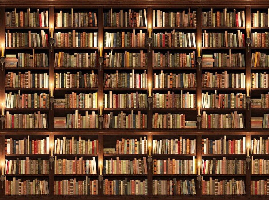 Papier peint trompe l'oeil Authentique Bibliothèque, XXL, tendance