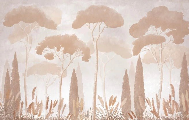 Papel pintado pino ciprés sepia