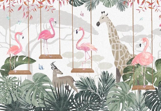 Papier peint panoramique savana sweet flamingo, XXL, tendance