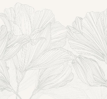 Papel pintado Vals de flores panoramico gris y blanco