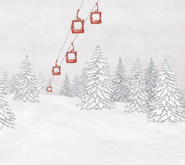 Papel pintado góndola roja montaña