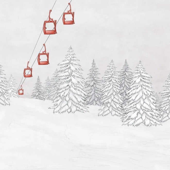 Papel pintado góndola roja montaña