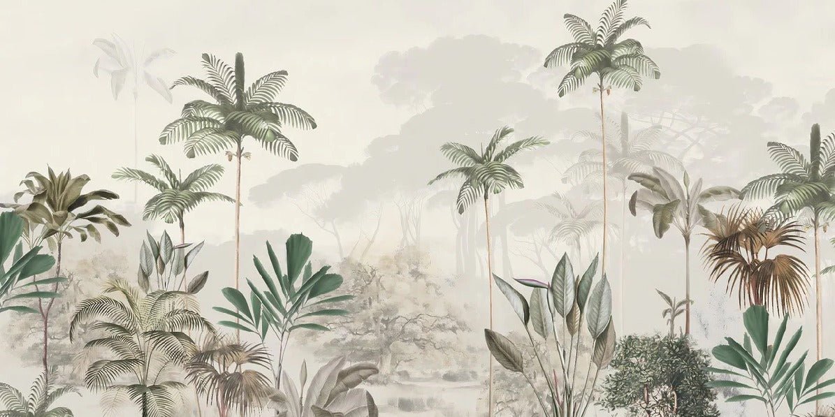 Papier peint panoramique jungle eden vert