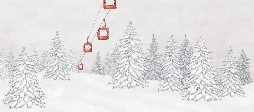 Papel pintado góndola roja montaña