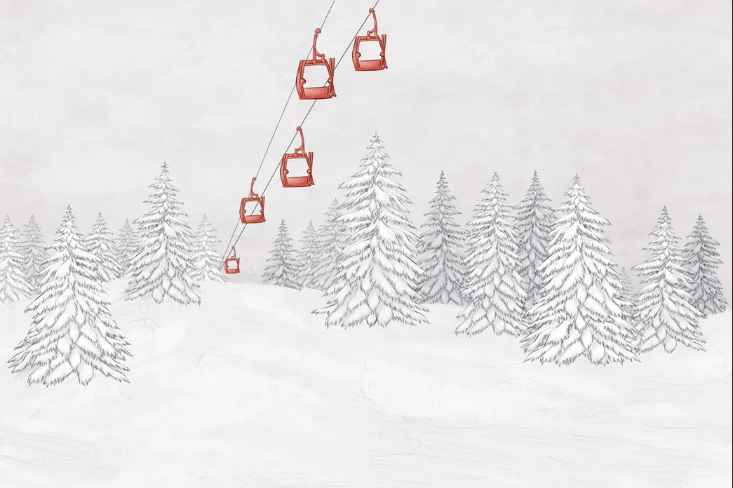 Papel pintado góndola roja montaña