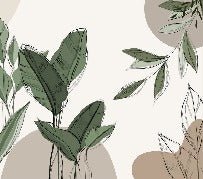 Papel pintado vegetal panorámico gráfico de color topo