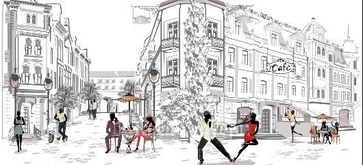 Papel pintado restaurant balade parisienne