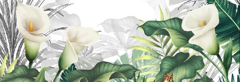 Papier peint salle de bain nature lys blanche, XXL, tendance