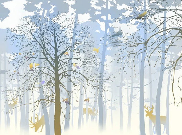 Papel pintado Naturaleza bosque azul y frescor del amanecer